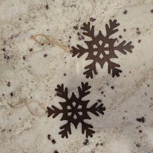 Pair Rustic Brown Snowflake Ornaments